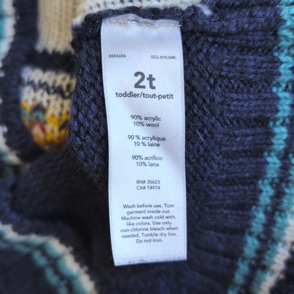 carter's wool blend jacquard knit shawl collar grandpa cardigan sweater 2T boys - Picture 5 of 6